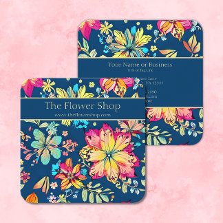 Levendige Boho Floral Bohemian Flower Vierkante Visitekaartje