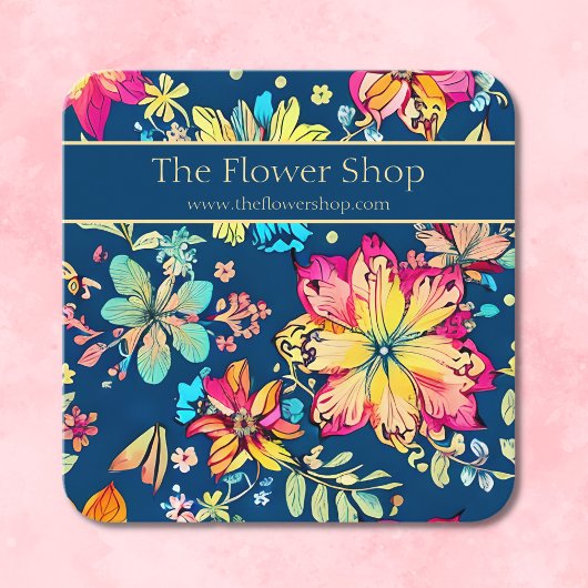 Levendige Boho Floral Bohemian Flower Vierkante Visitekaartje