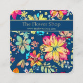 Levendige Boho Floral Bohemian Flower Vierkante Visitekaartje (Voorkant)