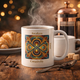 Levendige Boho Fractal Mandala Kunst Koffiemok