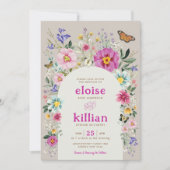 Levendige Boho Lente Wildbloemen Bruiloft Kaart (Voorkant)