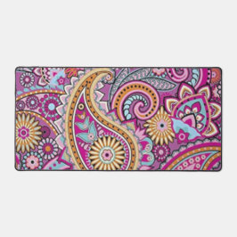 Levendige Boho Paisley Bloemmotief | Kleurrijke Ku Bureaumat