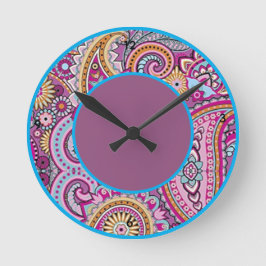Levendige Boho Paisley Bloemmotief | Kleurrijke Ku Ronde Klok