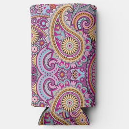 Levendige Boho Paisley Bloemmotief | Kleurrijke Ku Seltzer Blikjeskoeler