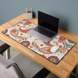 Levendige Boho Paisley witte bloemmotief Bureaumat