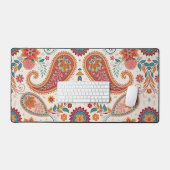 Levendige Boho Paisley witte bloemmotief Bureaumat (Keyboard & Muis)