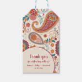 Levendige Boho Paisley witte bloemmotief Cadeaulabel (Voorkant)