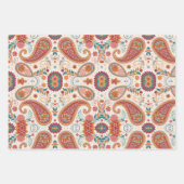 Levendige Boho Paisley witte bloemmotief Inpakpapier Vel (Voorkant 3)