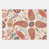Levendige Boho Paisley witte bloemmotief Inpakpapier Vel (Voorkant 2)
