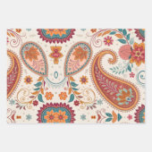 Levendige Boho Paisley witte bloemmotief Inpakpapier Vel (Voorkant)