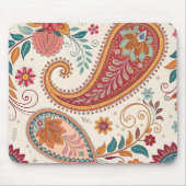 Levendige Boho Paisley witte bloemmotief Muismat (Voorkant)