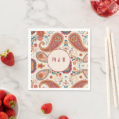 Levendige Boho Paisley witte bloemmotief Servet (Insitu)
