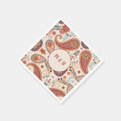 Levendige Boho Paisley witte bloemmotief Servet (Hoek)