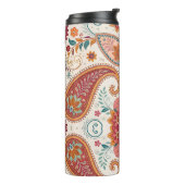 Levendige Boho Paisley witte bloemmotief Thermosbeker (Gedraaid links)