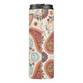 Levendige Boho Paisley witte bloemmotief Thermosbeker (Achterkant)