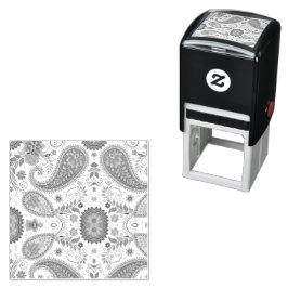 Levendige Boho Paisley witte bloemmotief Zelfinktende Stempel