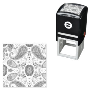 Levendige Boho Paisley witte bloemmotief Zelfinktende Stempel