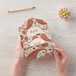 Levendige Boho Paisley witte bloempatroon All In One Uitnodiging