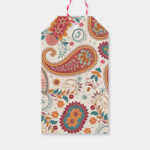 Levendige Boho Paisley witte bloempatroon  Cadeaulabel (Achterkant)