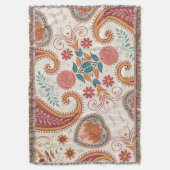 Levendige Boho Paisley witte bloempatroon Deken (Voorkant Verticaal)