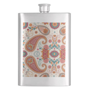 Levendige Boho Paisley witte bloempatroon Flacon