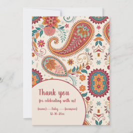 Levendige Boho Paisley witte bloempatroon Kaart