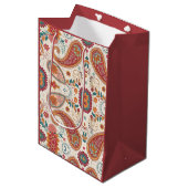 Levendige Boho Paisley witte bloempatroon  Medium Cadeauzakje (Voorkant Gekanteld)