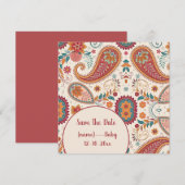 Levendige Boho Paisley witte bloempatroon Save The Date (Voorkant / Achterkant)