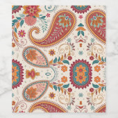 Levendige Boho Paisley witte bloempatroon Wijn Etiket (Enkel label)