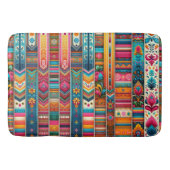 Levendige Boho Stripes: Eclectische Textielkunst Badmat (Voorkant)