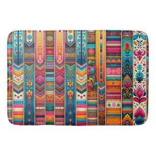 Levendige Boho Stripes: Eclectische Textielkunst Badmat