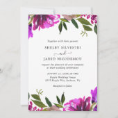 Levendige Bold Bright Paarse Floral Modern Wedding Kaart (Voorkant)