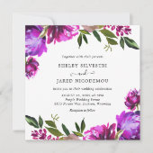 Levendige Bold Bright Paarse Floral Modern Wedding Kaart (Voorkant)