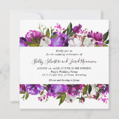 Levendige Bold Bright Paarse Floral Modern Wedding Kaart (Voorkant)