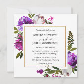 Levendige Bold Bright Paarse Floral Modern Wedding Kaart (Voorkant)