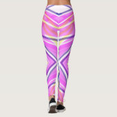 Levendige Bold Roze Blauw Geel Wit Funky Gym Leggings (Achterkant)