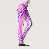 Levendige Bold Roze Blauw Geel Wit Funky Gym Leggings (Rechts)