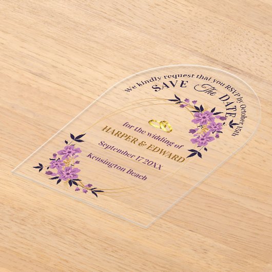 Levendige Bold Wildflowers Wedding Save the Date A Acryl Uitnodigingen (Laagn)