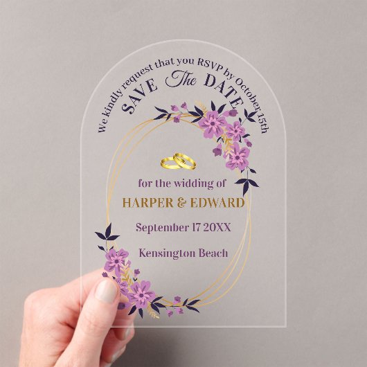 Levendige Bold Wildflowers Wedding Save the Date A Acryl Uitnodigingen (Insitu (Draagbaar))