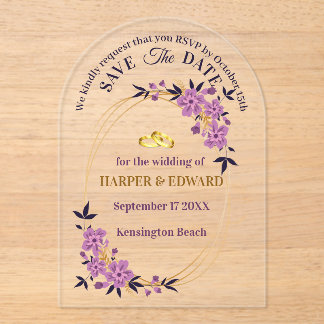 Levendige Bold Wildflowers Wedding Save the Date A Acryl Uitnodigingen