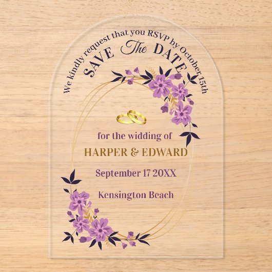 Levendige Bold Wildflowers Wedding Save the Date A Acryl Uitnodigingen (Voorkant)