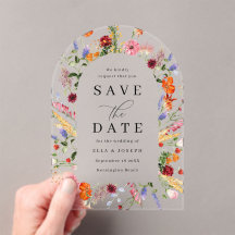 Levendige Bold Wildflowers Wedding Save the Date