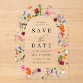 Levendige Bold Wildflowers Wedding Save the Date Acryl Uitnodigingen (Voorkant)