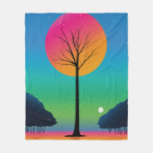 Levendige boom onder een kosmische regenbooghemel fleece deken (Voorkant)