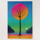 Levendige boom onder een kosmische regenbooghemel legpuzzel (Verticaal)