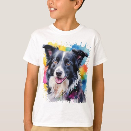 Levendige Border Collie Kinder T-shirt (Voorkant)