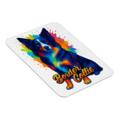 Levendige Border Collie Pop Art Magneet (Rechterzijde)