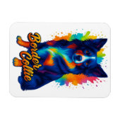Levendige Border Collie Pop Art Magneet (Horizontaal)