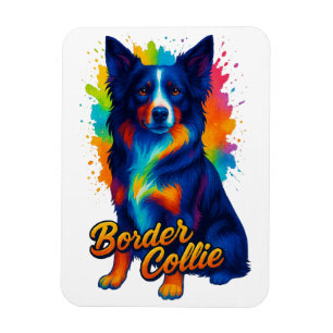 Levendige Border Collie Pop Art Magneet