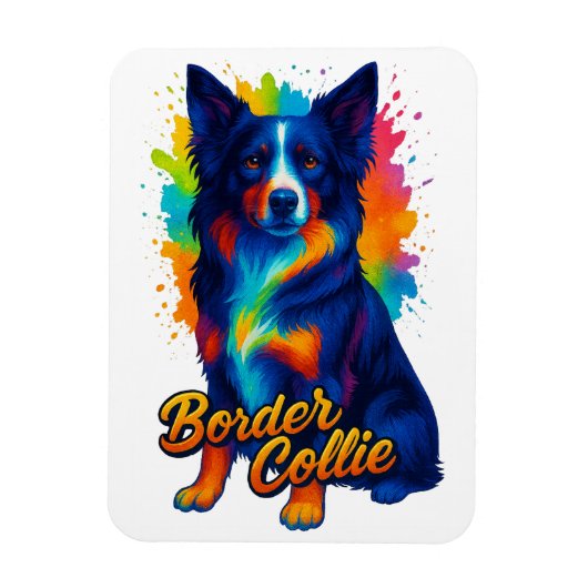 Levendige Border Collie Pop Art Magneet (Verticaal)